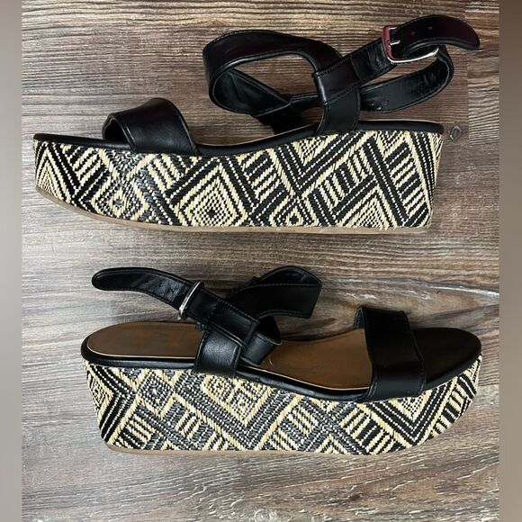 DV by Dolce Vita Black Strappy Boho Platform Open Toed Sandals Size 7 1/2 - Picture 4 of 9